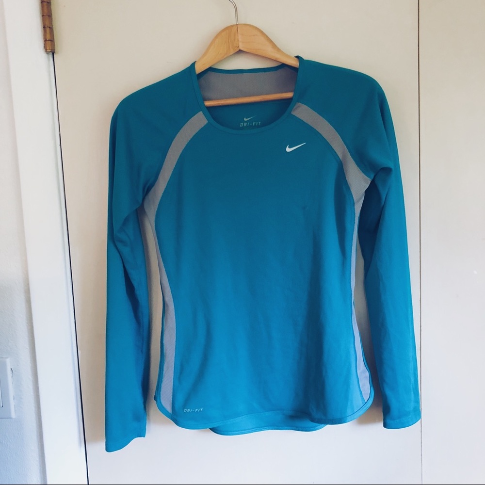 Blue and Gray Nike Running Top